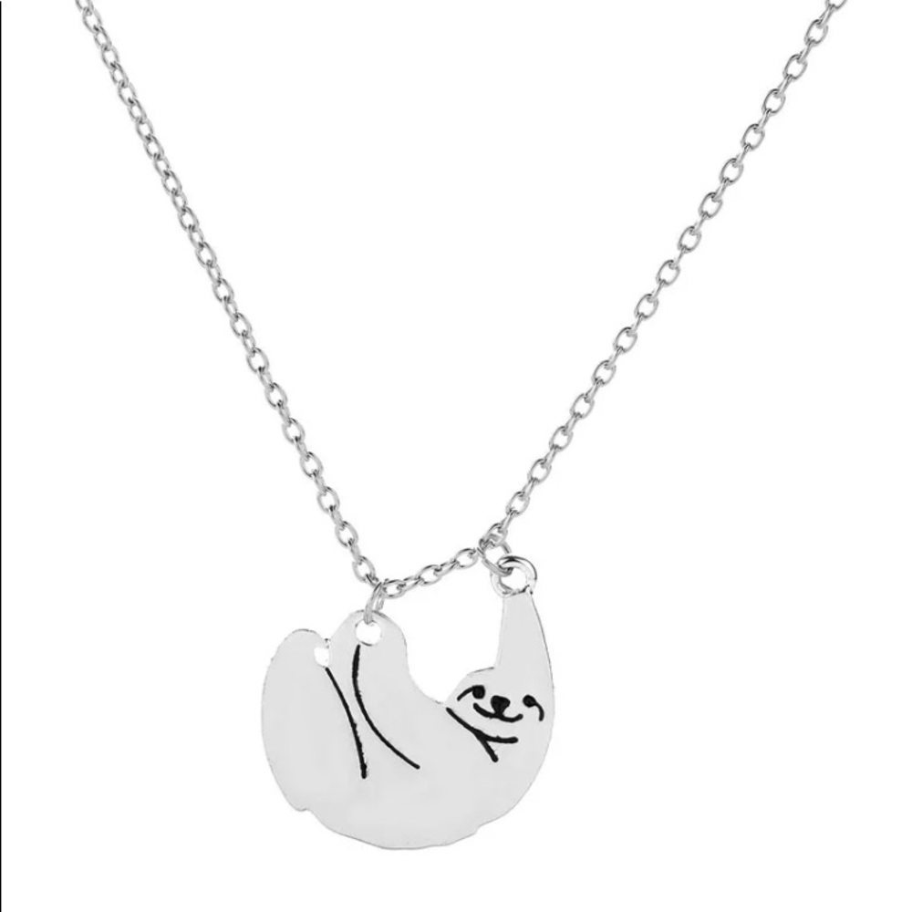 Silver Sloth Pendant Necklace - Picture 7 of 7